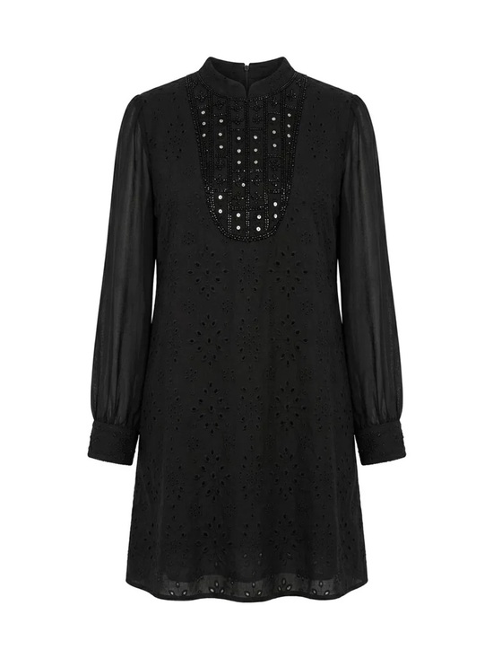 Dresses & Skirts - NEW with Tags Black Eyelet Embroidered Beaded Long Sleeve Shift Dress